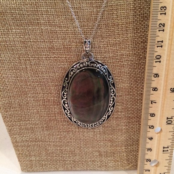 HUGE NEW Gray MOP Rhodium Enhancer Pendant - Picture 4 of 13